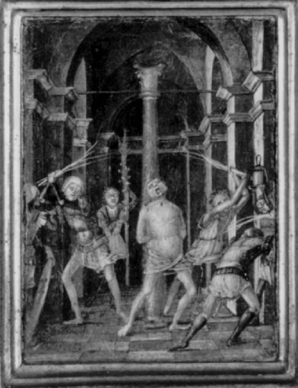 Flagellazione, Flagellazione di Cristo (sportello di tabernacolo (pannello centrale)) di Butinone Bernardino (e aiuti) - ambito milanese (fine/inizio sec. XV)