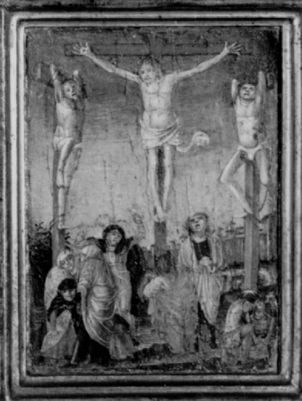 Crocifissione, Crocifissione di Cristo (sportello di tabernacolo (pannello centrale)) di Butinone Bernardino (e aiuti) - ambito milanese (fine/inizio sec. XV)