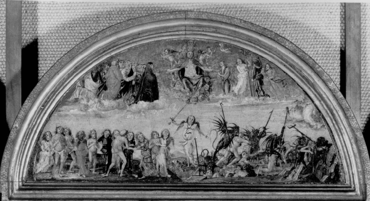 Giudizio Universale, Giudizio Universale (sportello di tabernacolo (pannello centrale)) di Butinone Bernardino (e aiuti) - ambito milanese (fine/inizio sec. XV)