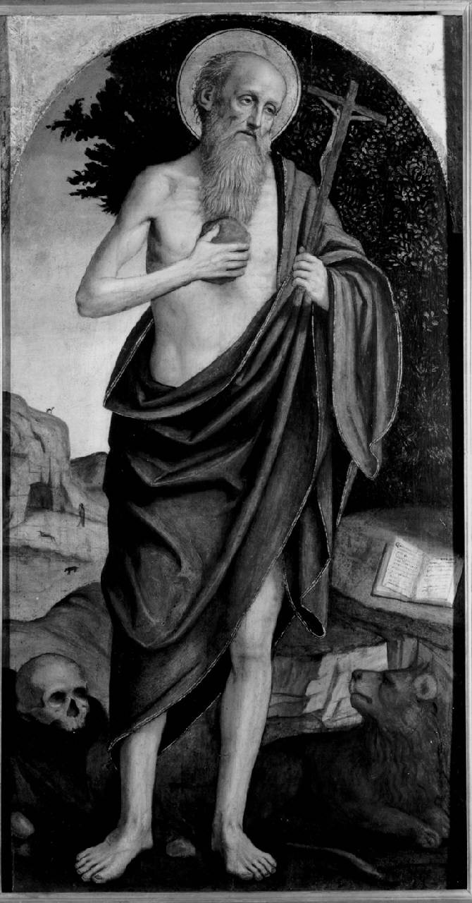 San Gerolamo, San Girolamo in Meditazione (dipinto) di Ambrogio da Fossano detto Bergognone - ambito milanese (inizio sec. XVI)