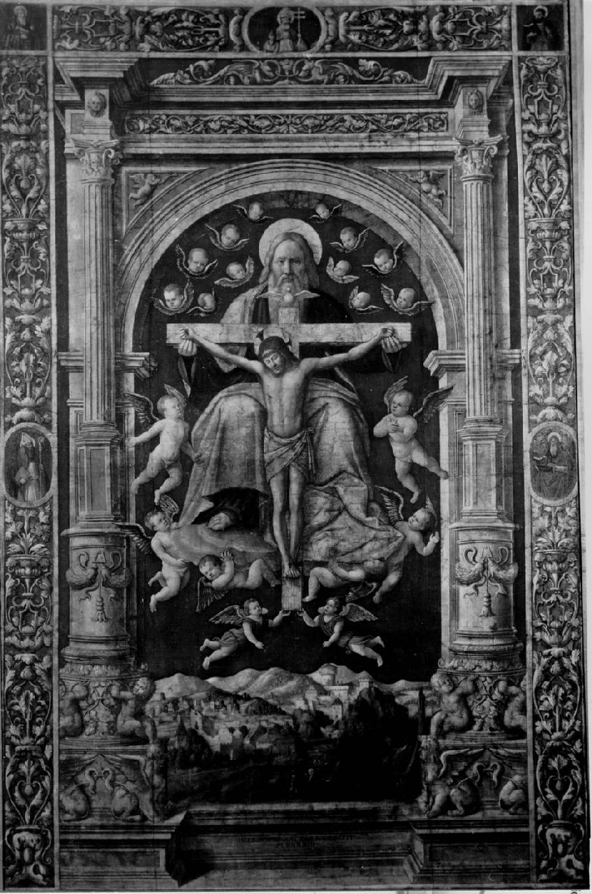 La Trinità, Trinità (stendardo dipinto) di Santa Croce Girolamo da - ambito veneto (secondo quarto sec. XVI)