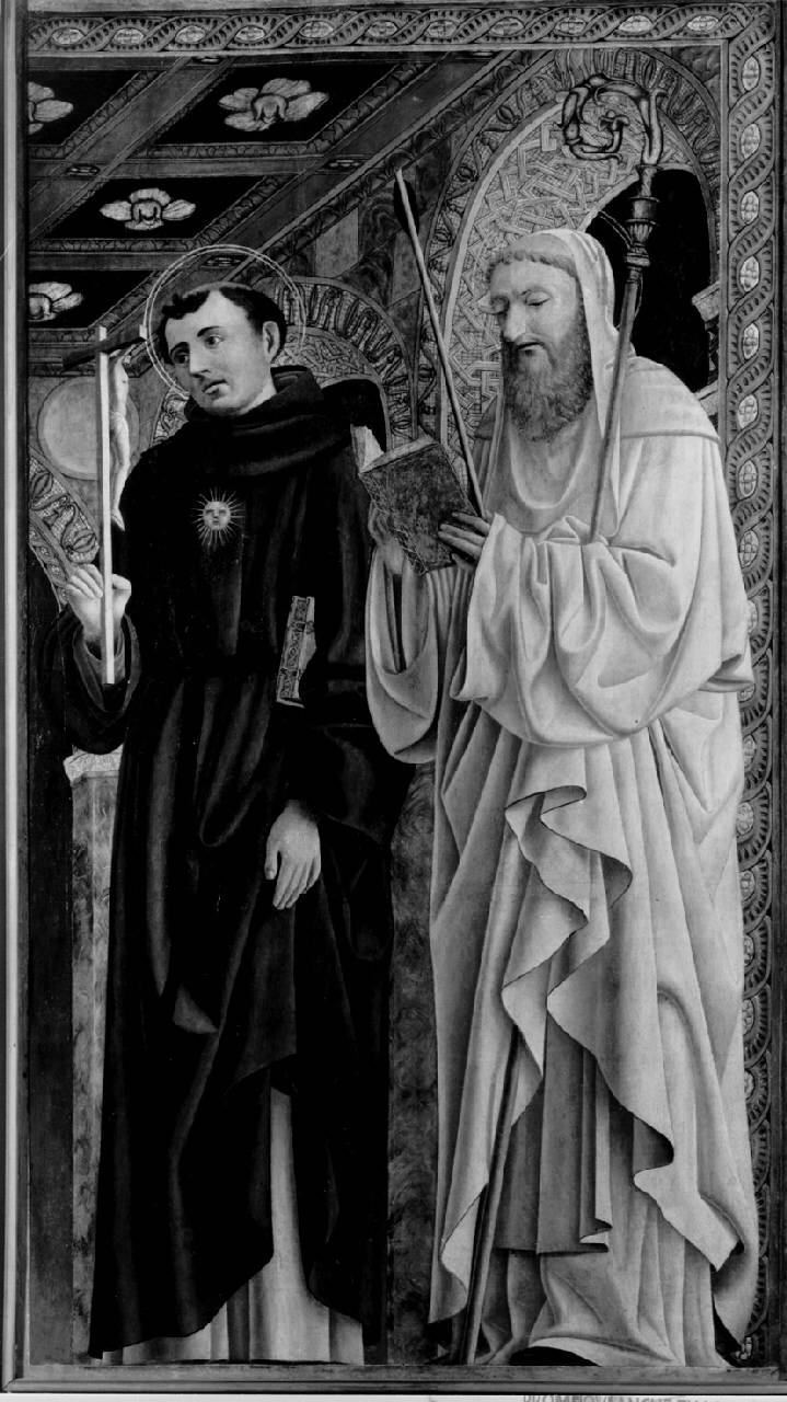 Santi Egidio e Nicola da Tolentino, Sant'Egidio e San Nicola da Tolentino (polittico dipinto (recto?)) di Pittore lombardo - ambito lombardo (inizio sec. XVI)