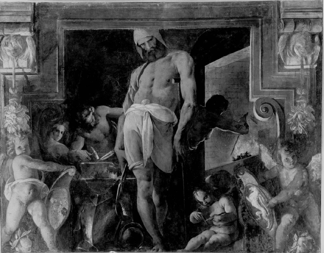 La fucina di Vulcano, Vulcano nella fucina (dipinto) di Mazzucchelli Pier Francesco detto Morazzone - ambito lombardo (primo quarto sec. XVII)