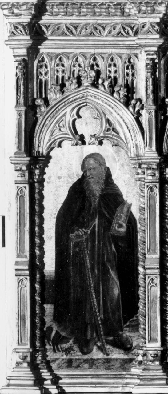 Sant'Antonio abate, Sant'Antonio abate (scomparto di polittico dipinto (laterale, primo di sinistra)) di Bembo Benedetto - ambito lombardo (terzo quarto sec. XV)