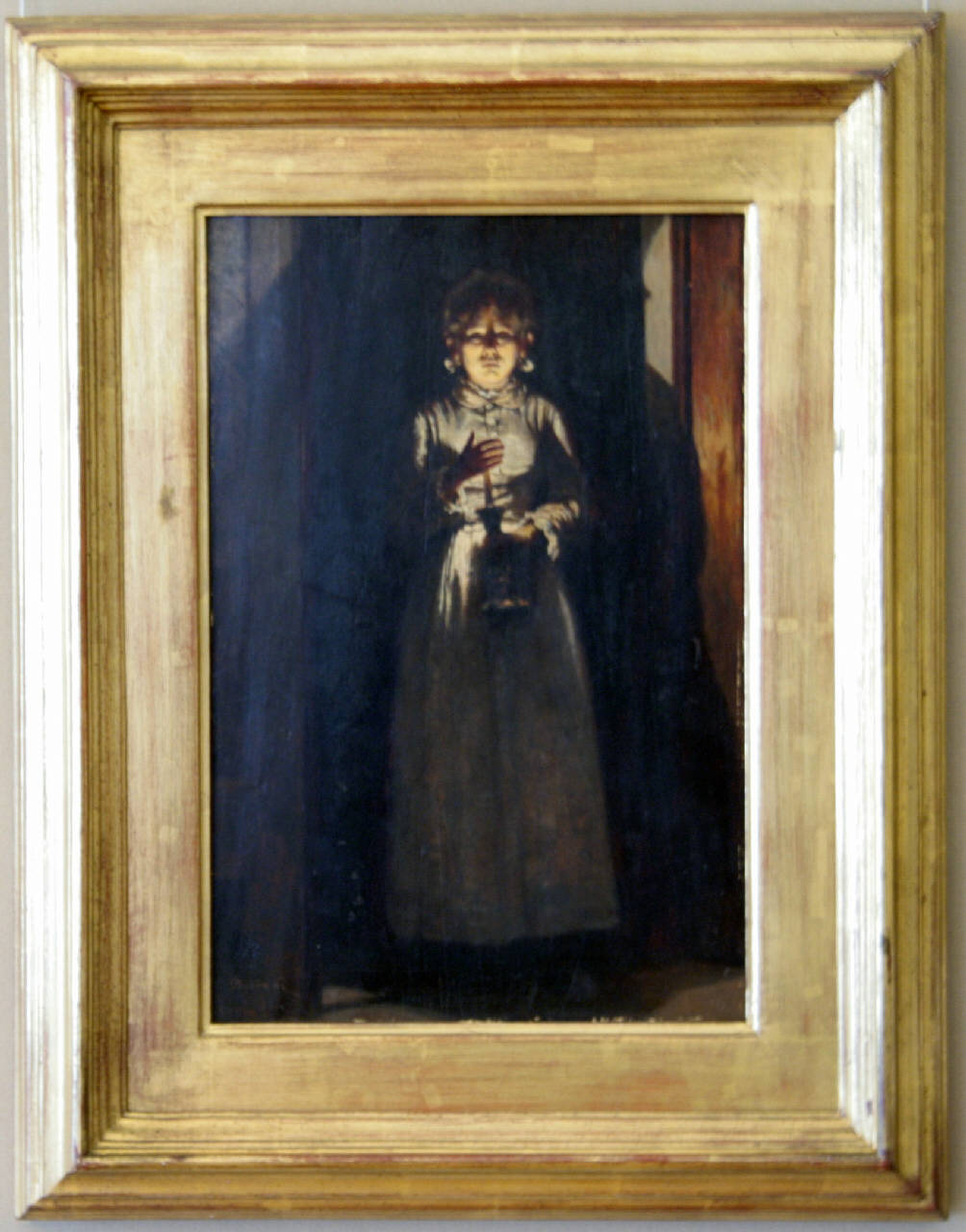 Donna con candela, figura di donna con candela (dipinto) di Borrani Odoardo (seconda metà sec. XIX)