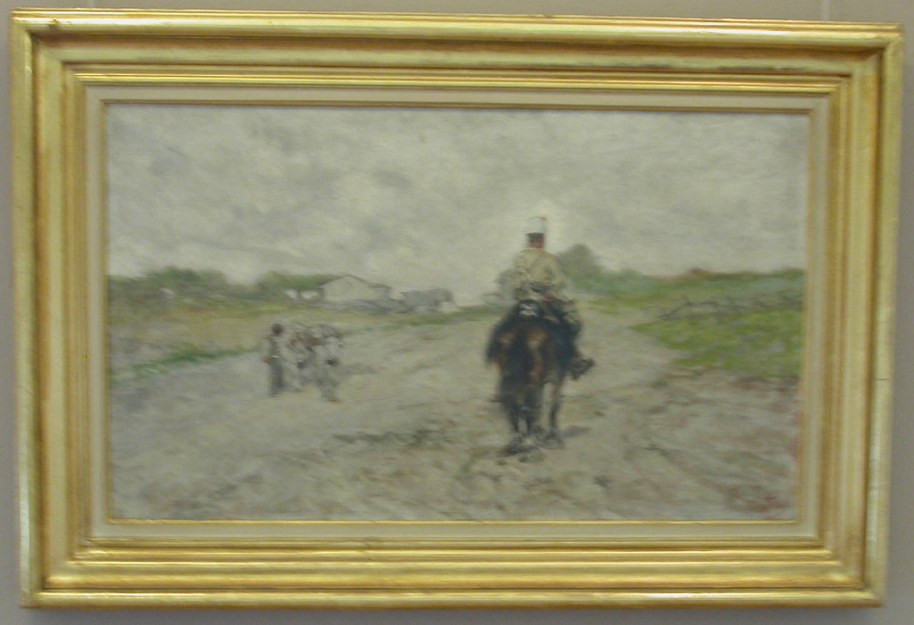 Cavalleggero, soldato a cavallo (dipinto) di Fattori Giovanni (sec. XIX)