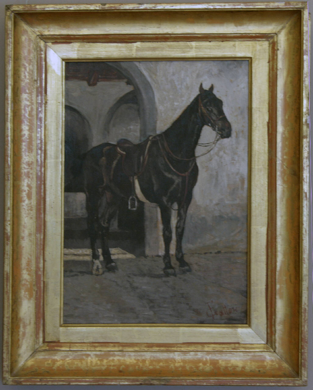 Cavallo nero, cavallo (dipinto) di Fattori Giovanni (sec. XIX)