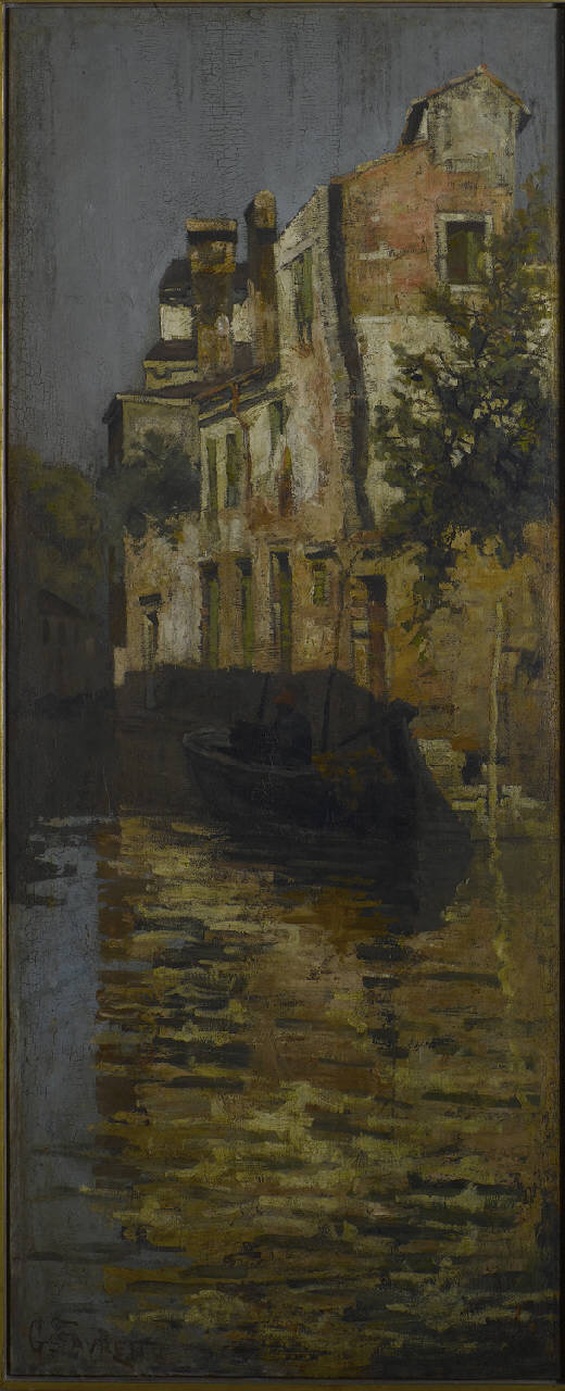 Veduta di Venezia, canale di venezia (dipinto) di Favretto Giacomo (sec. XIX)