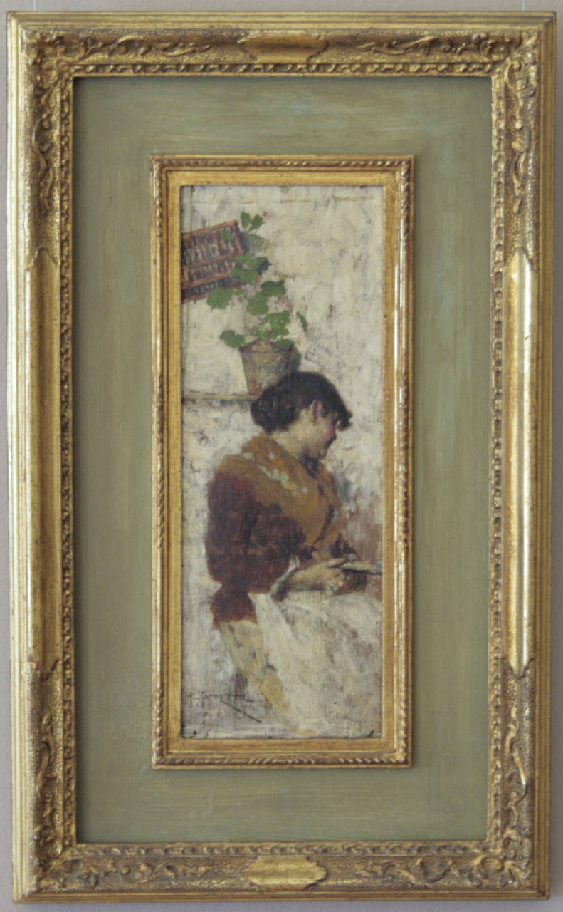 Popolana, figura di donna seduta (dipinto) di Favretto Giacomo (sec. XIX)