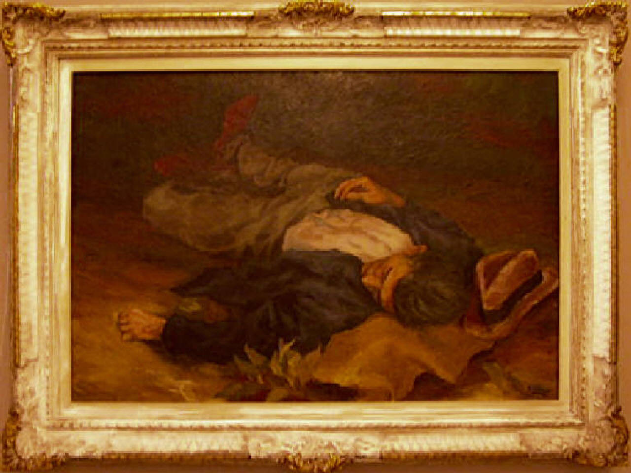 Uomo che dorme, figura maschile sdraiata (dipinto) di Guttuso Renato (sec. XX)