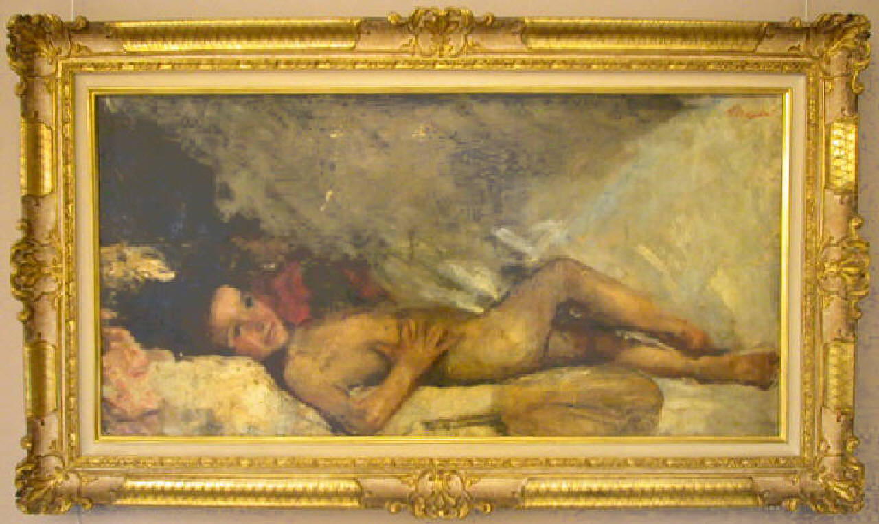 Bambina nuda, figura femminile nuda (dipinto) di Mancini Antonio (sec. XIX)