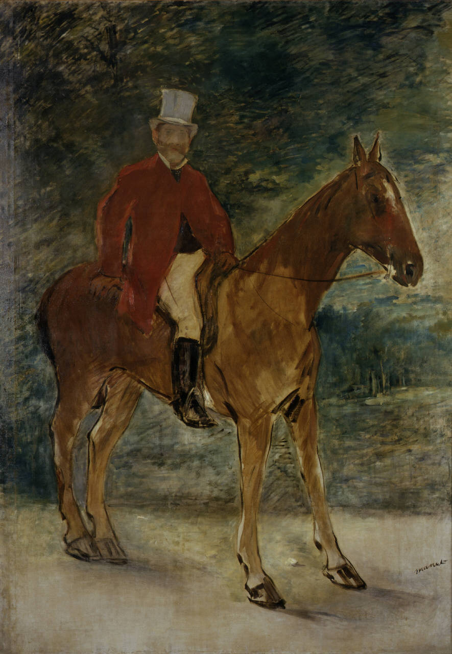 Il signor Arnaud a cavallo, ritratto del signor arnaud a cavallo (dipinto) di Manet Edouard (sec. XIX)