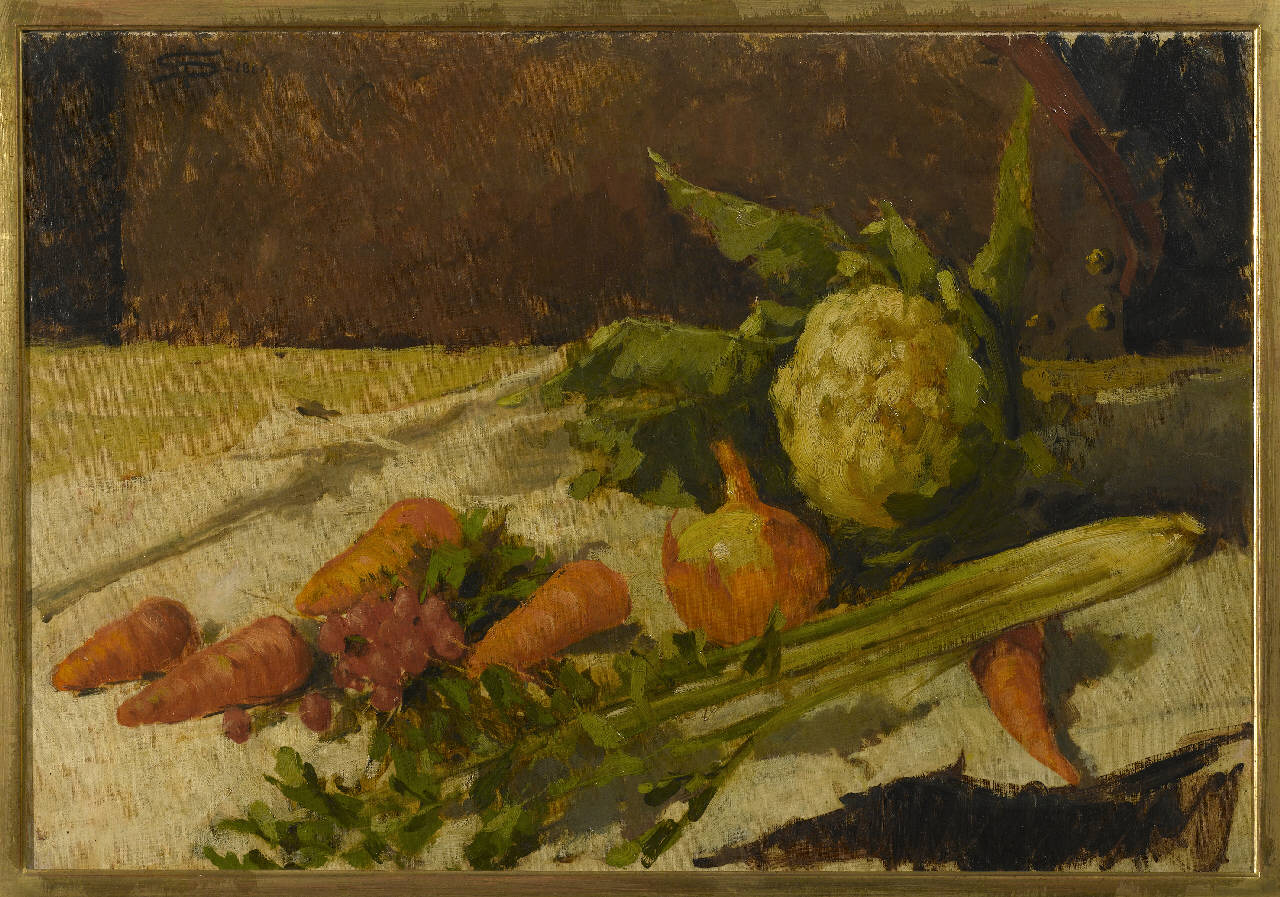 Natura morta, natura morta con ortaggi (dipinto) di Segantini Giovanni (sec. XIX)