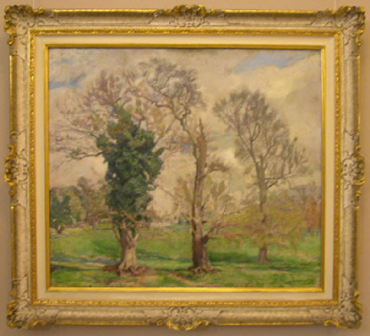 L'edera (nel bosco di Villa Borghese), veduta del parco (dipinto) di Spadini Armando (sec. XX)