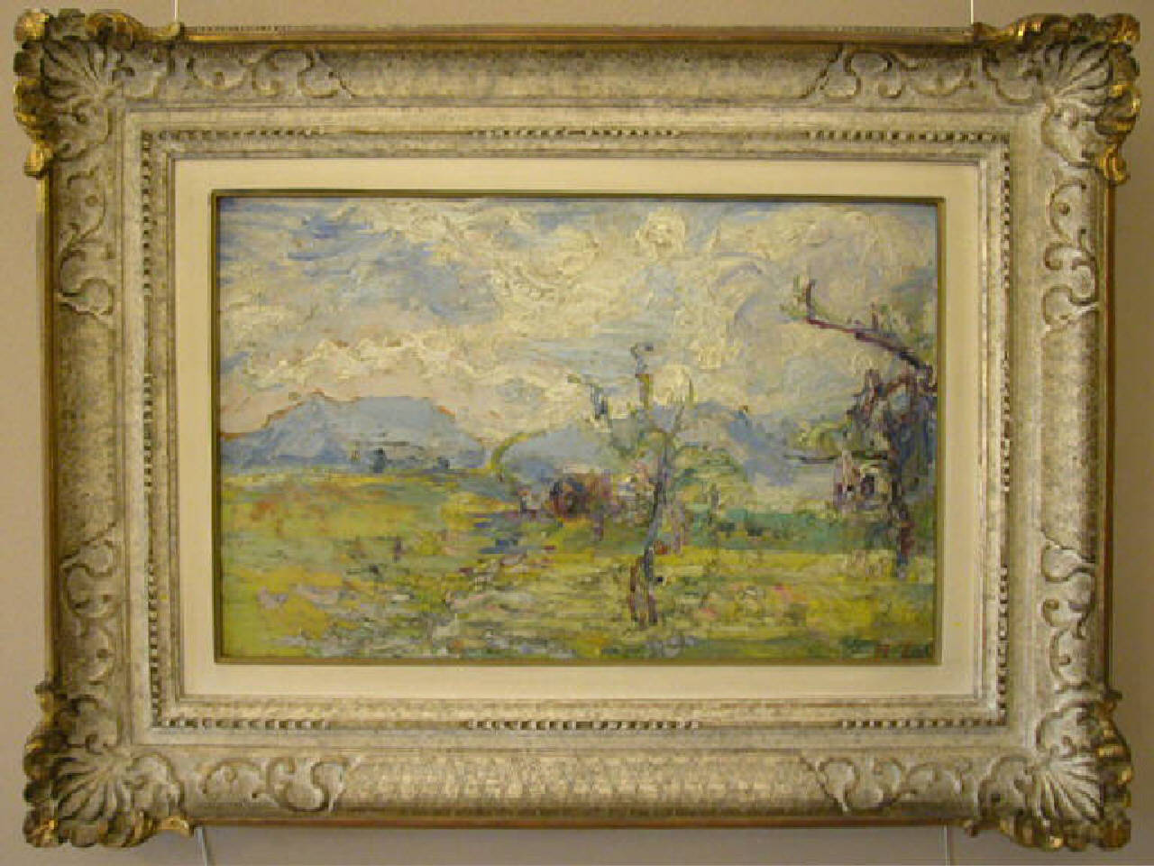 Campagna con alberi, paesaggio campestre con alberi (dipinto) di Tosi Arturo (sec. XX)