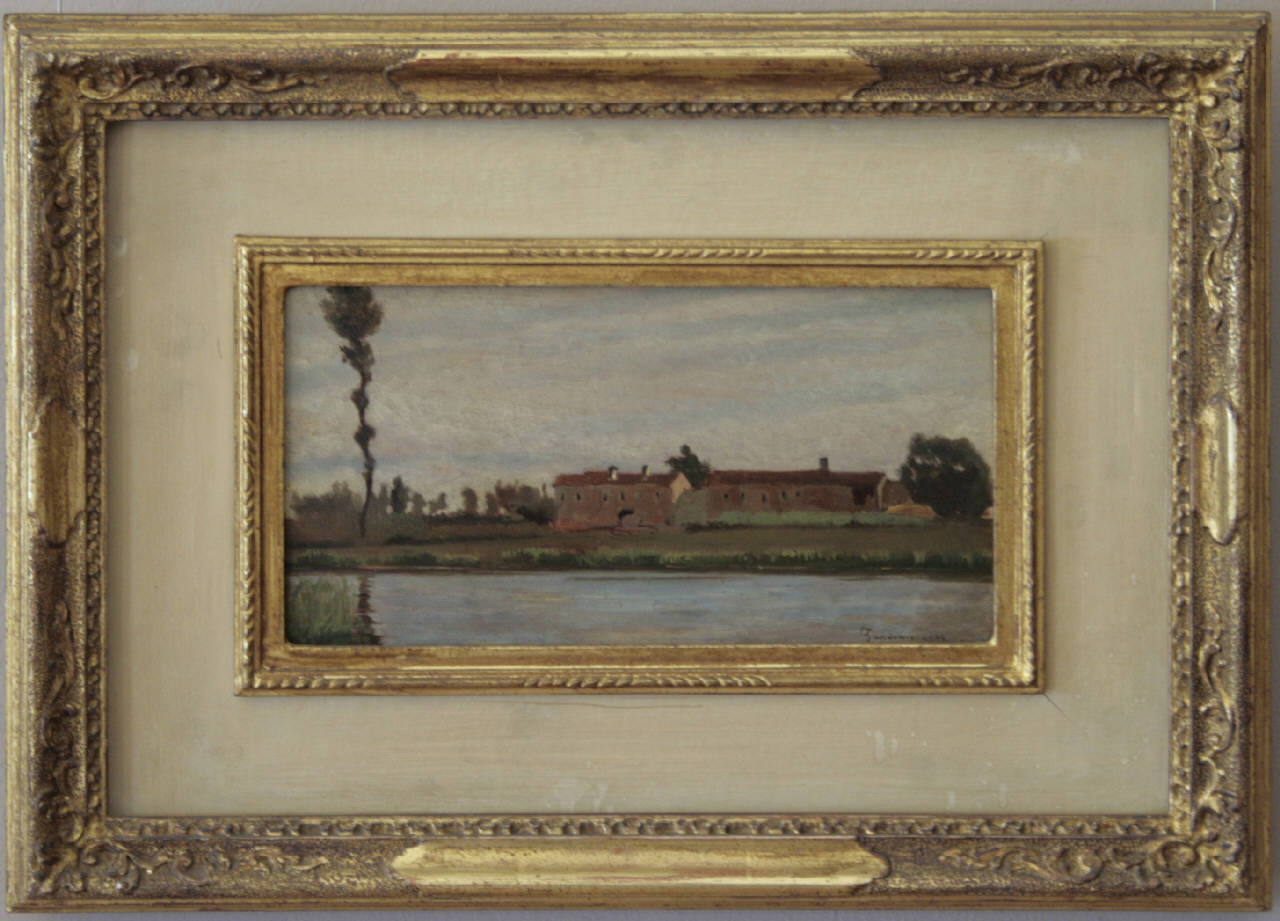 Laguna veneta, veduta della laguna veneta (dipinto) di Zandomeneghi Federico (sec. XIX)