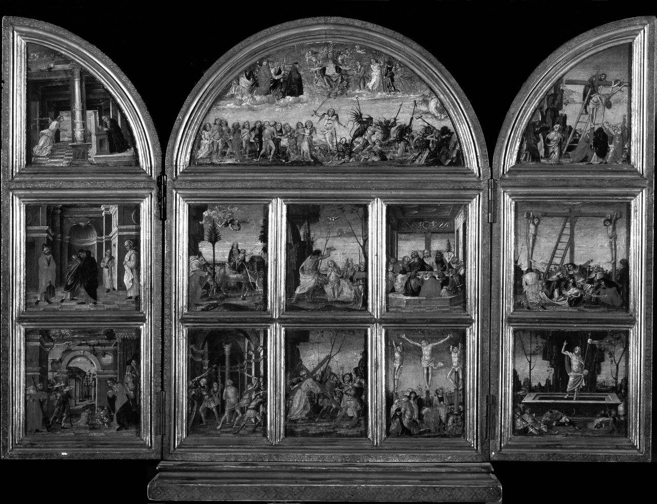 tabernacolo dipinto di Butinone Bernardino (e aiuti) - ambito milanese (fine/inizio sec. XV)
