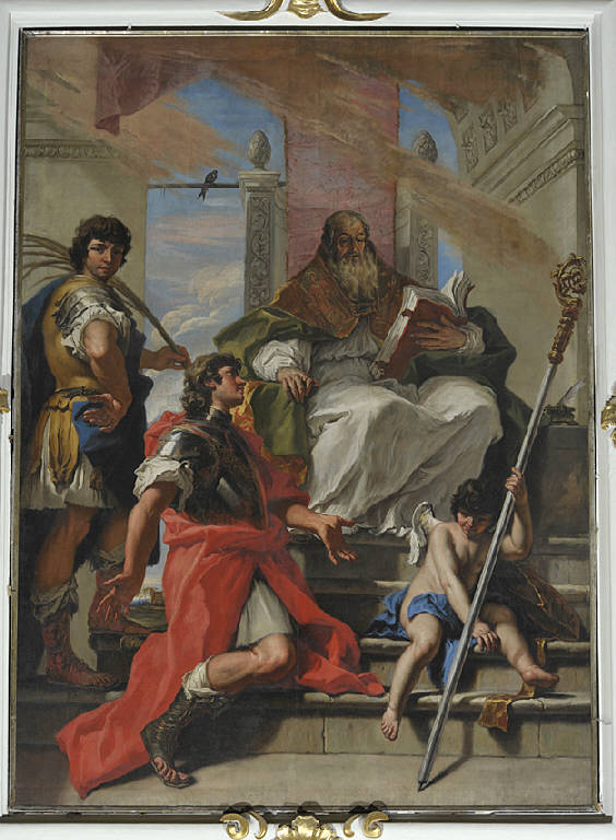 San Procolo con san Fermo e san Rustico (dipinto) di Ricci, Sebastiano (sec. XVIII)