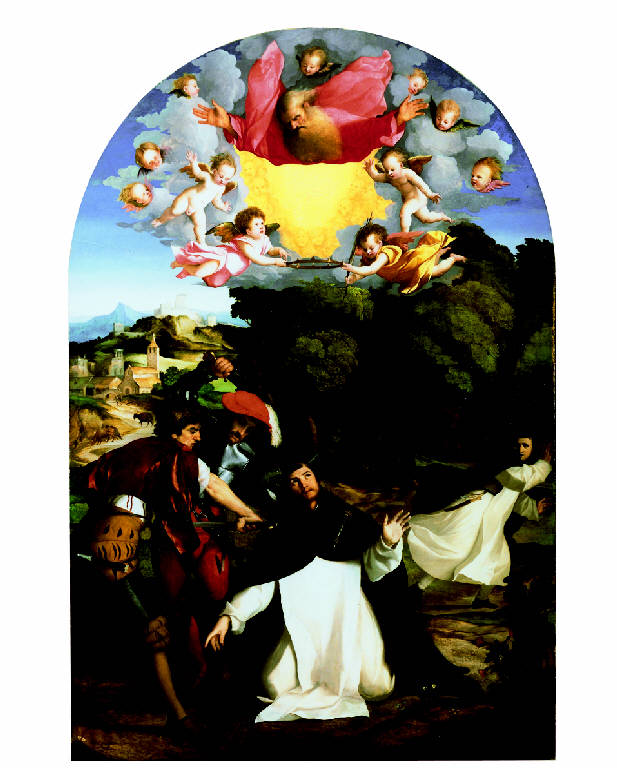 Martirio di san Pietro da Verona (dipinto) di Palma il Vecchio (sec. XVI)