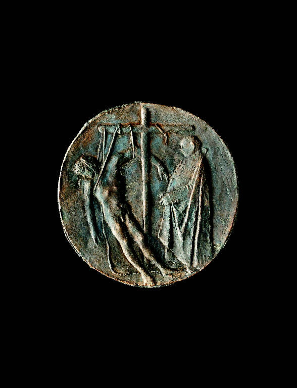 Pietà con vescovo (medaglia) di Manzù, Giacomo (sec. XX)