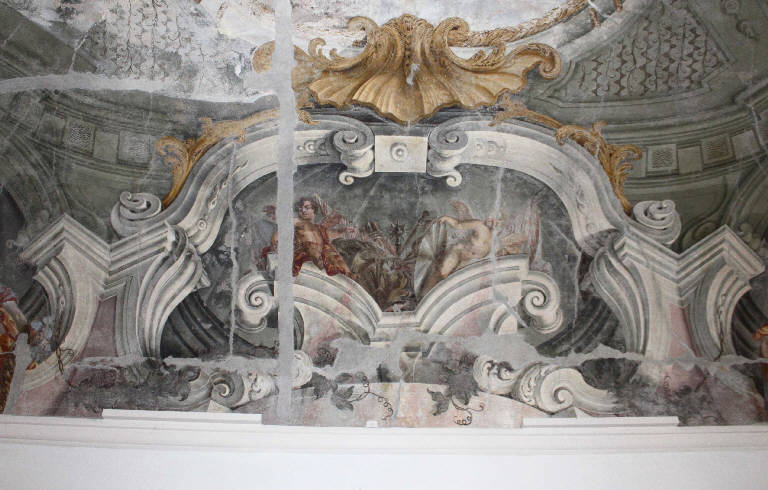 Angioletti con trofei d'armi (decorazione pittorica) - ambito bresciano (primo quarto sec. XVIII)