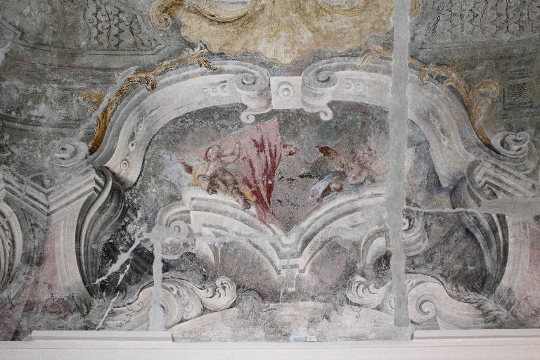 Angioletti con stendardi (decorazione pittorica) - ambito bresciano (primo quarto sec. XVIII)