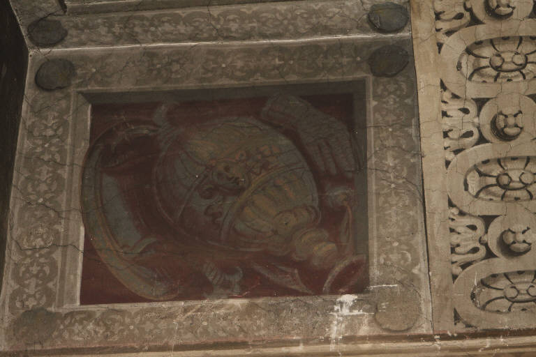 Vaso con scudo e guanto (dipinto) di Gandino, Antonio (primo quarto sec. XVII)
