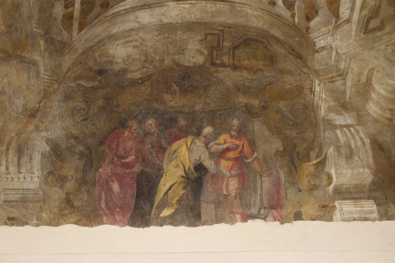Muzio Scevola mette la mano sul fuoco (dipinto) di Giugno, Francesco (fine/inizio sec. XVI)
