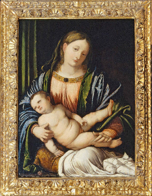 Madonna con il Bambino (dipinto) di Romani, Girolamo (detto Romanino) (attribuzione) (primo quarto sec. XVI)