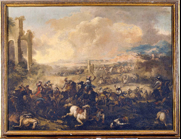 Battaglia con rovine (dipinto) di Marini, Antonio Maria (primo quarto||fine sec. XVIII||sec. XVII)