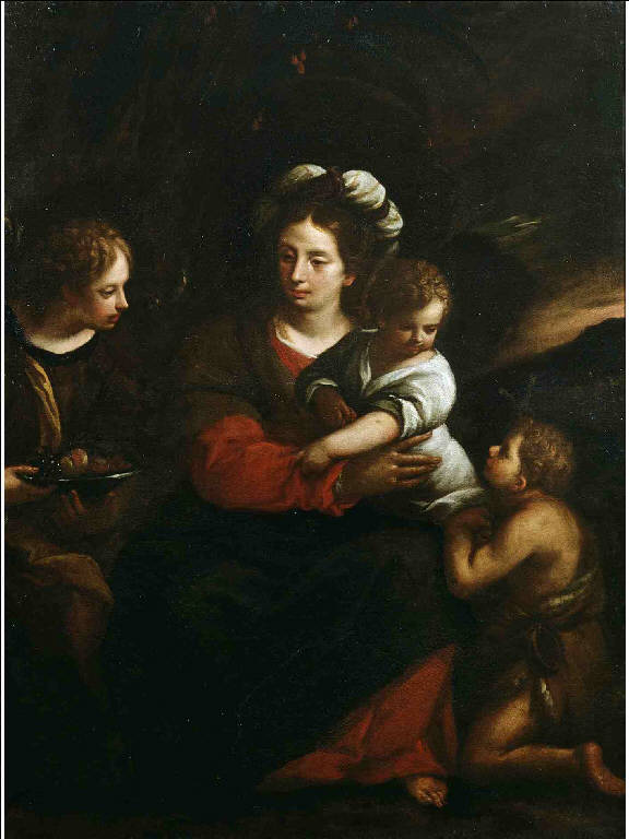 MADONNA CON IL BAMBINO, SAN GIOVANNINO E UN ANGELO (dipinto) di Nuvolone, Giuseppe (bottega) (terzo quarto sec. XVII)