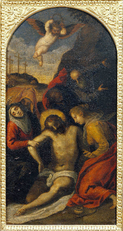 Compianto sul Cristo morto (dipinto) di Ridolfi Claudio (cerchia) (sec. XVII)