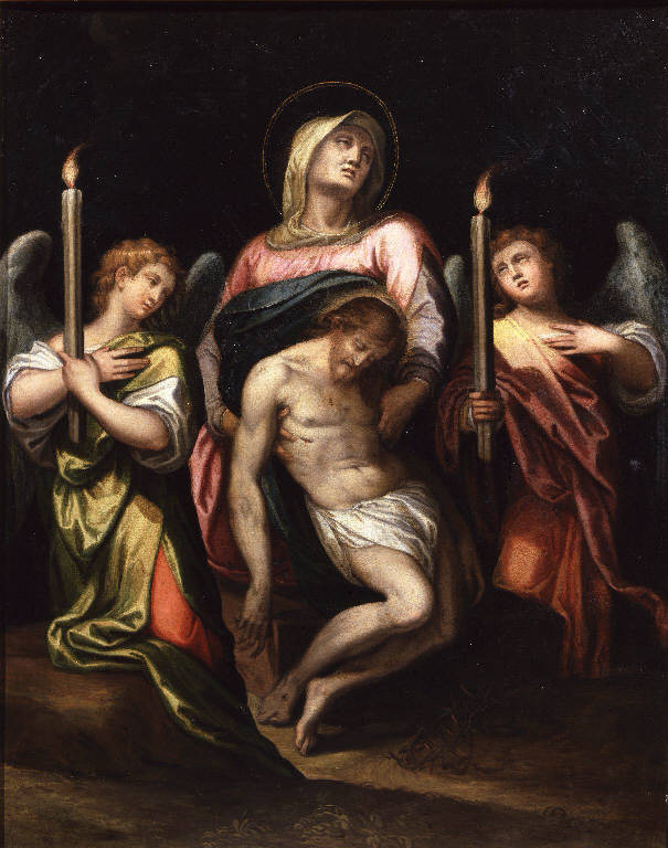 Pietà con angeli (dipinto) - ambito mantovano (sec. XVI)