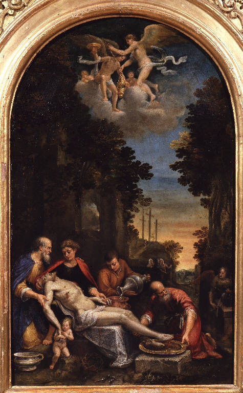Deposizione di Cristo nel sepolcro (dipinto) di Savonanzi Emilio (sec. XVII)