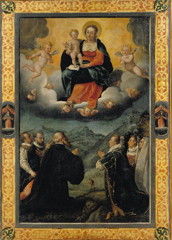 Madonna in gloria e devoti (dipinto) di Griffoni Girolamo (sec. XVI)