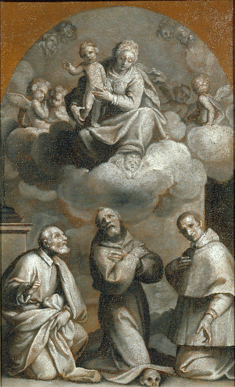 Madonna con Bambino in gloria con San Giuseppe, San Francesco d'Assisi e San Carlo Borromeo (dipinto) di Ceresa Carlo (sec. XVII)