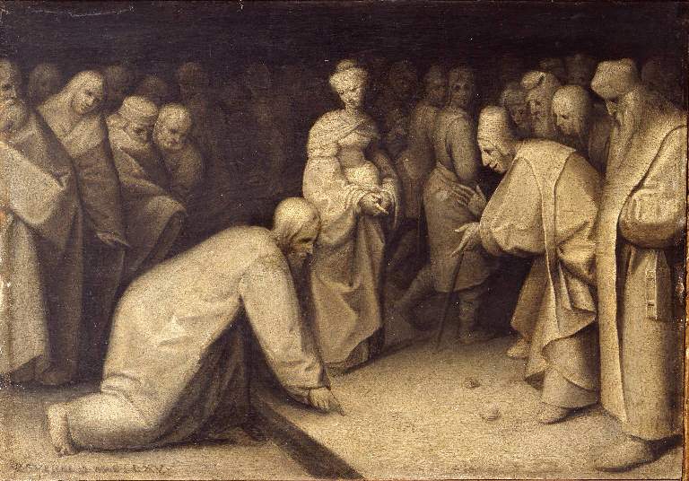 Cristo e l'adultera (dipinto) di Bruegel Peter il Vecchio (sec. XVI)