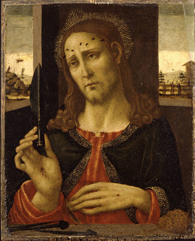 Cristo Salvatore con i simboli della Passione (dipinto) di Del Sellaio, Arcangelo di Jacopo (fine/inizio secc. XV/ XVI)