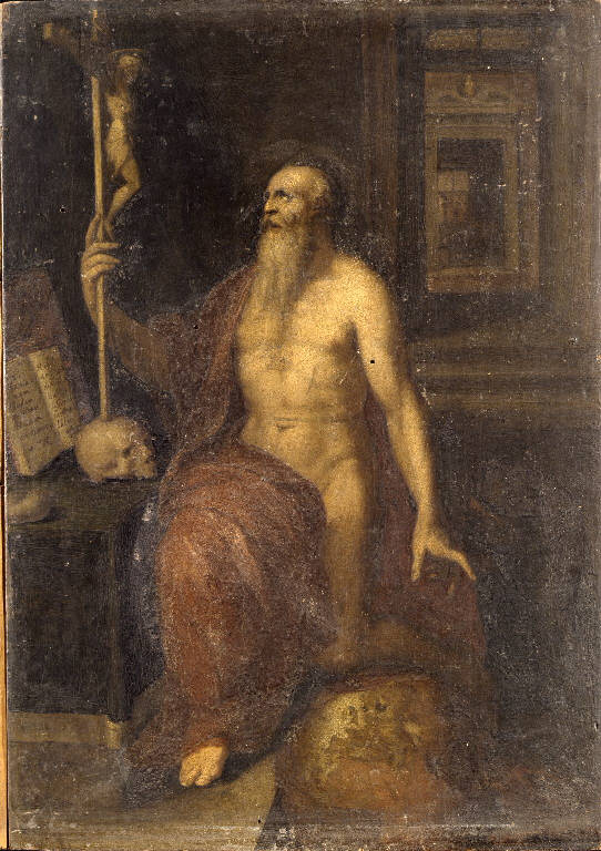 San Girolamo in meditazione (dipinto) di Rem Gaspar (attribuito) (sec. XVI)