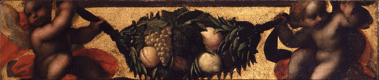 Angioletti con festone di frutta (dipinto) - ambito milanese (sec. XVII)