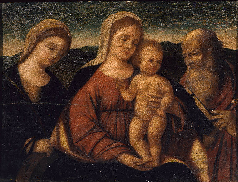 Madonna con Bambino tra Santa Caterina d'Alessandria e San Girolamo (dipinto) - ambito bergamasco (sec. XVI)