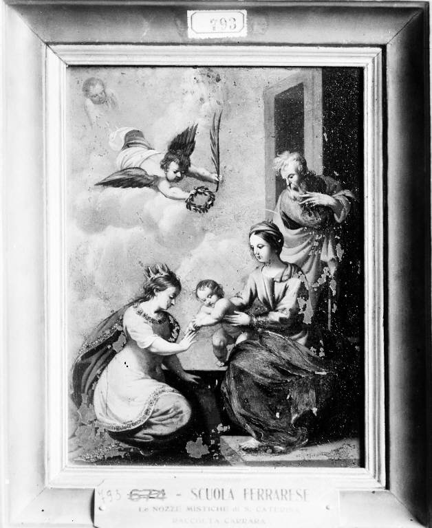 Matrimonio mistico di Santa Caterina d'Alessandria con San Giuseppe (dipinto) - ambito emiliano (sec. XVI)