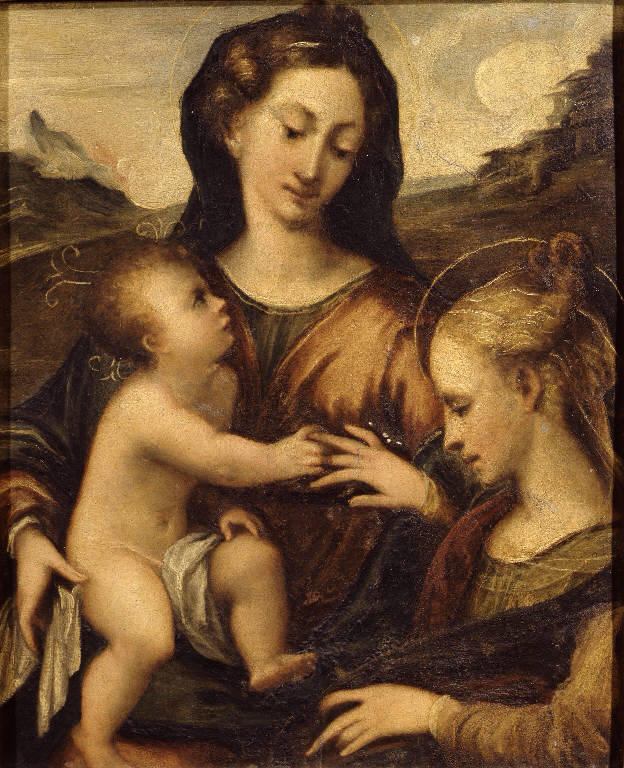 Matrimonio mistico di Santa Caterina d'Alessandria (dipinto) - ambito parmigiano (sec. XVI)