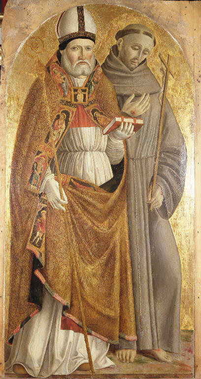 San Francesco d'Assisi e Santo vescovo (dipinto) di Marinoni Antonio (sec. XVI)