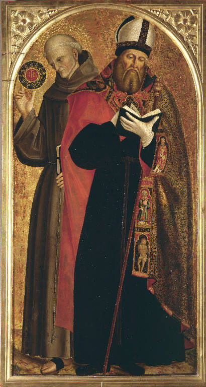 San Bernardino da Siena e Sant'Agostino (dipinto) di Marinoni Antonio (sec. XVI)