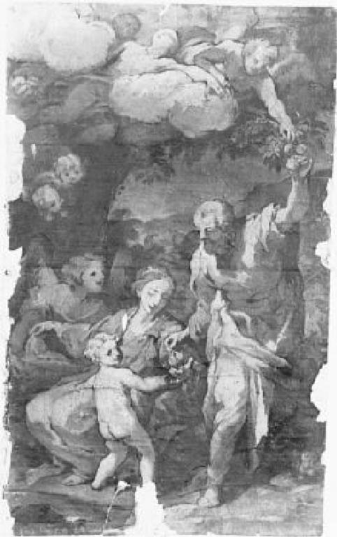 Sacra Famiglia con angeli e cherubini (dipinto) di Lanzani Andrea (seconda metà sec. XVII)