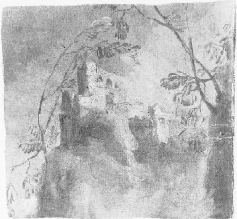 Paesaggio rupestre con castello (dipinto) di Ranieri Faustino (metà sec. XVIII)