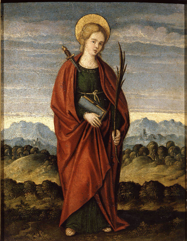 Santa Giustina di Padova (dipinto) di Galizzi Gerolamo detto Gerolamo da Santacroce (sec. XVI)