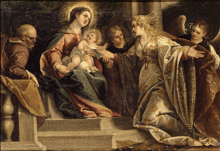 Matrimonio mistico di Santa Caterina d'Alessandria con San Giuseppe (dipinto) di Maffeo da Verona (inizio sec. XVII)
