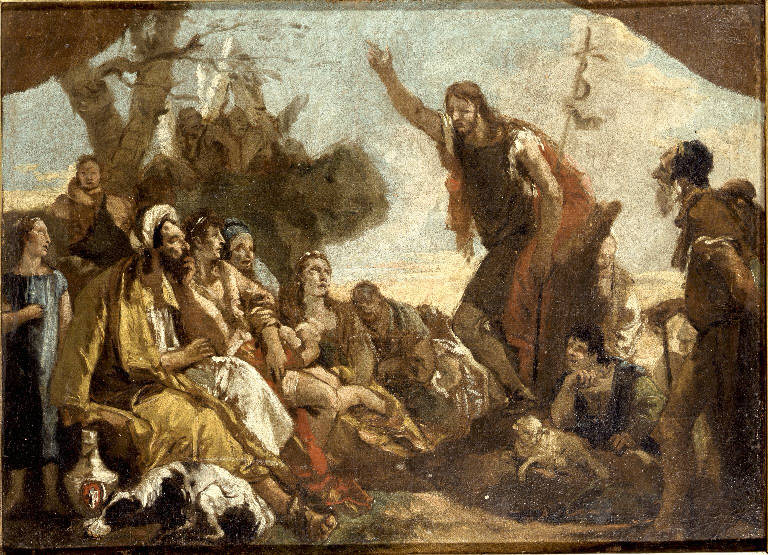 San Giovanni Battista predica alla folla (dipinto) di Tiepolo Giovanni Battista (bottega) (sec. XVIII)